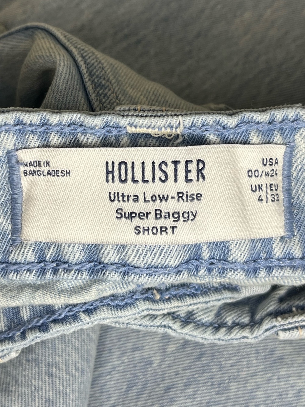 Vintage Y2K Super Baggy Ultra Low Rise Extra Wide Leg Hollister Short Jeans NEW - Picture 6 of 7